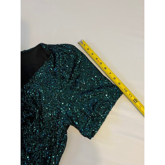 NWT City Chic Sequin Mini Dress Womens Sz 18 Green Y2K Glam Party Cocktail - Picture 8 of 16
